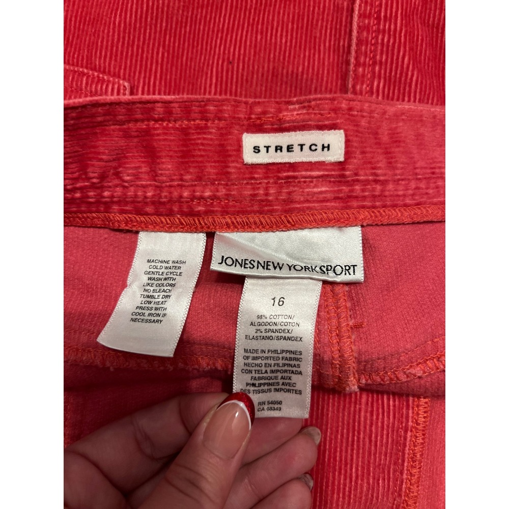 Women's Jones New York Sport Coral Corduroy Skirt W Pockets Stretch SZ 16 Y2K - Picture 7 of 7